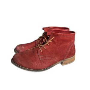 Josef Seibel Women’s Red Leather Lace Up Ankle Boot, EU 37 (~US 7)